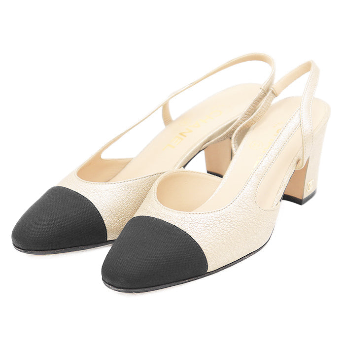 Chanel G31318 Goatskin & Grosgrain Pumps