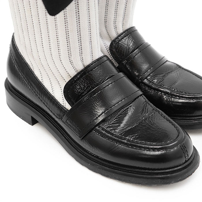 Chanel G45410 Knit Leather Loafers