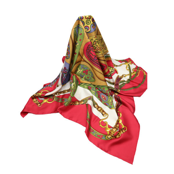 HERMES scarf silk Red Carre90 scarf Festival Women  d