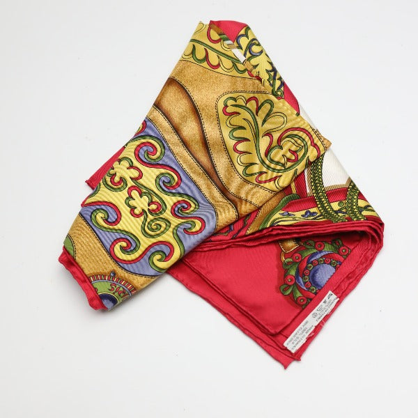 HERMES scarf silk Red Carre90 scarf Festival Women  d