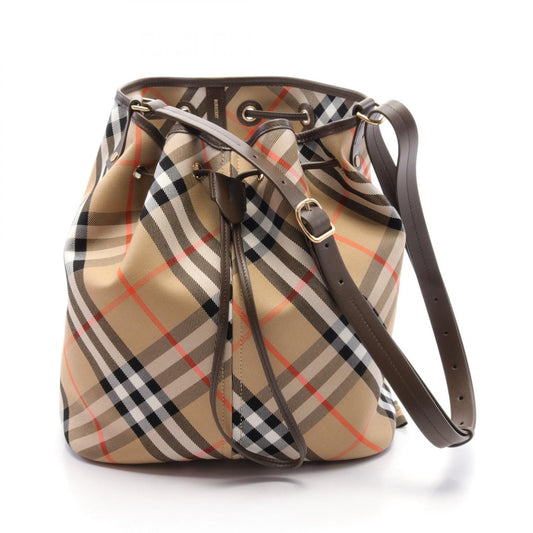 Burberry   Check Canvas Leather Shoulder Bag