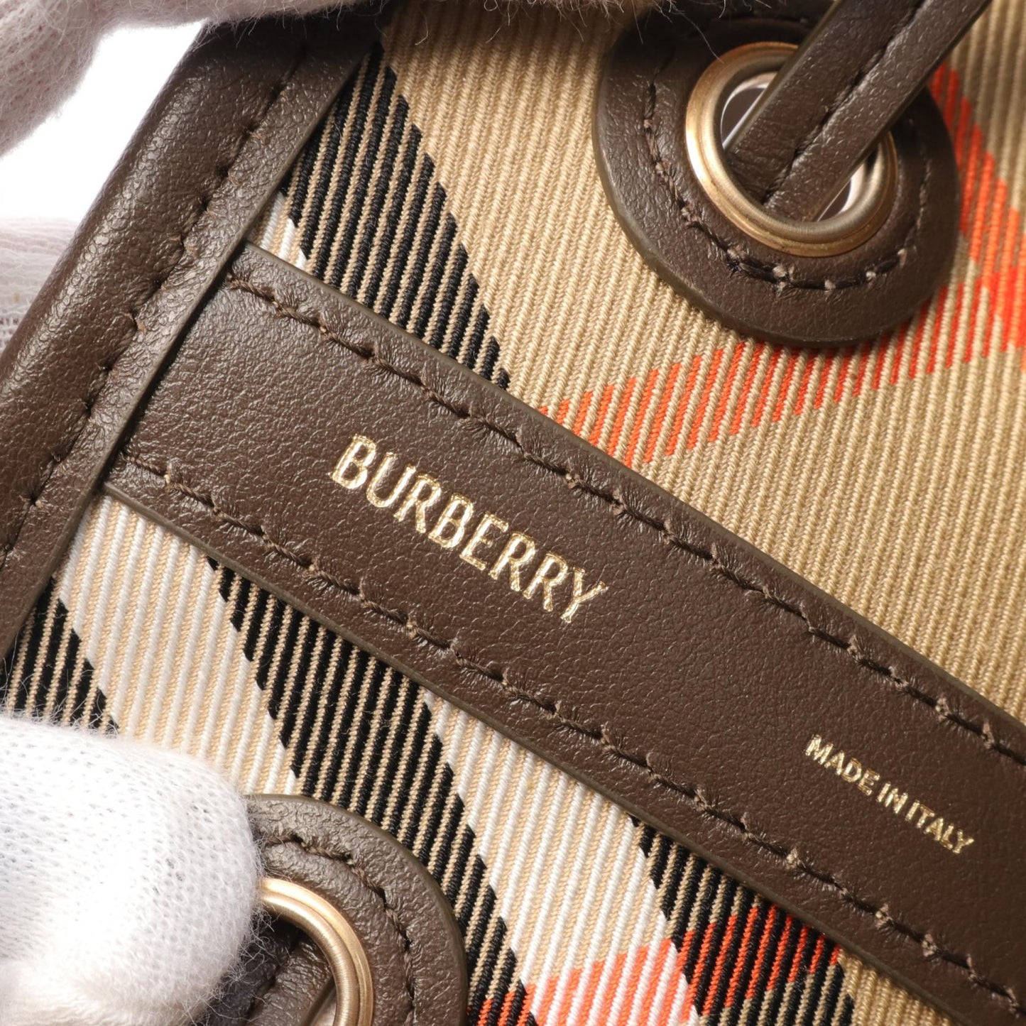 Burberry   Check Canvas Leather Shoulder Bag