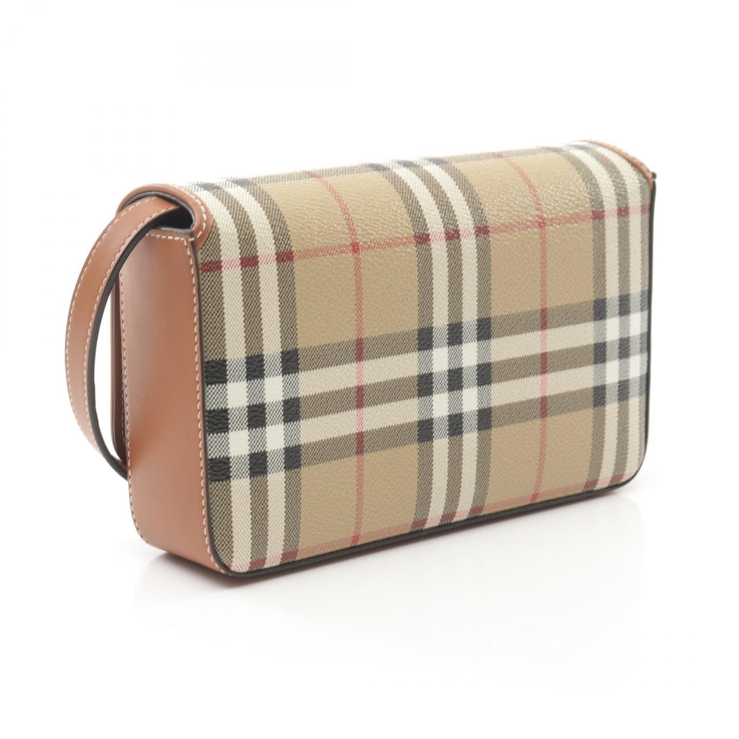Burberry   Check PVC Coated Canvas Leather Shoulder Bag