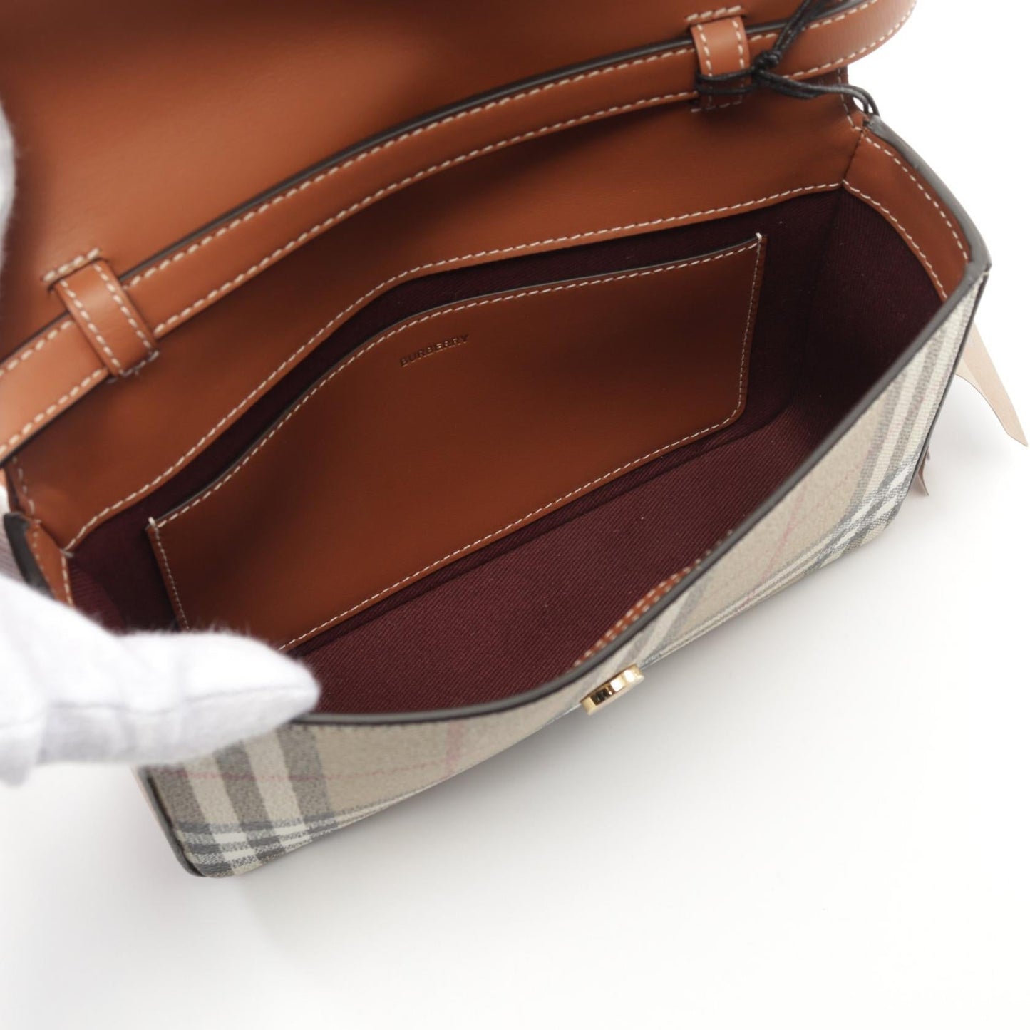 Burberry   Check PVC Coated Canvas Leather Shoulder Bag
