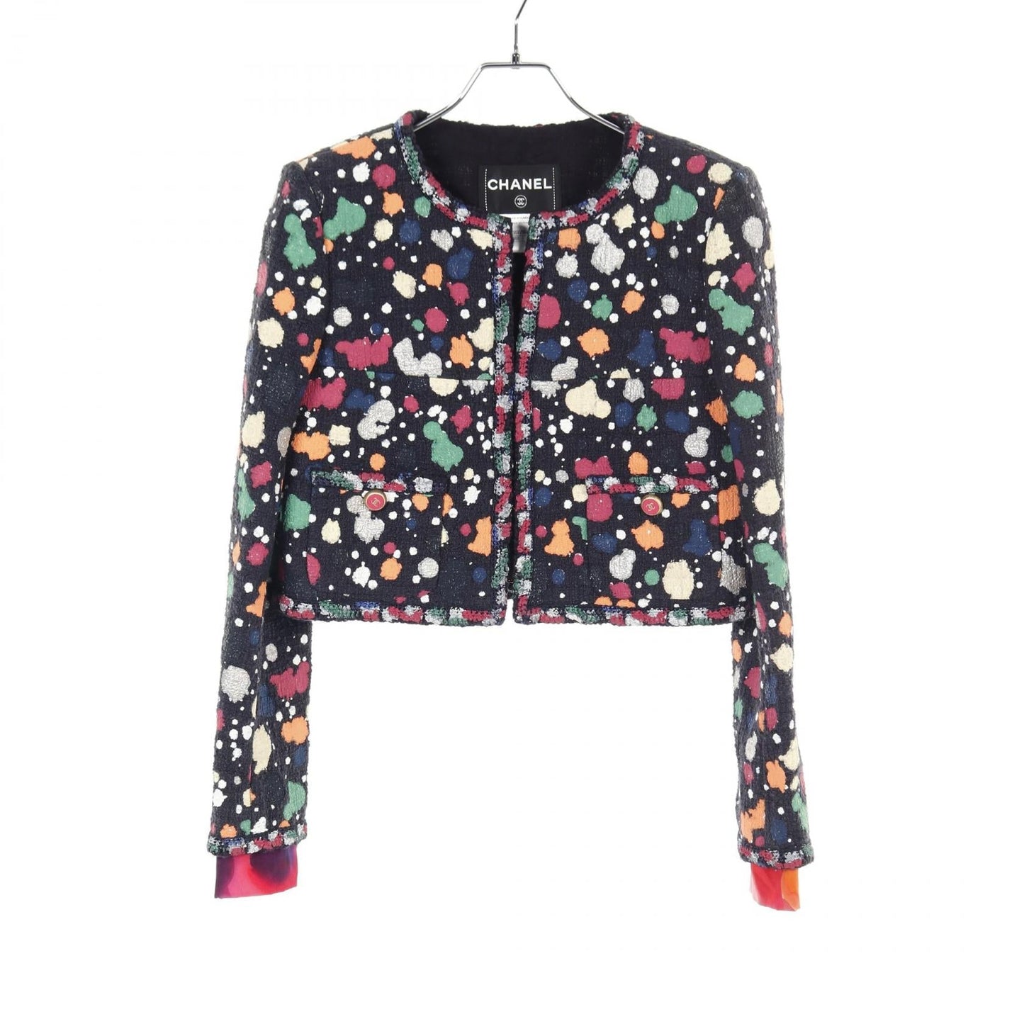 Chanel Coco Mark Button Cotton Collarless Jacket Outerwear