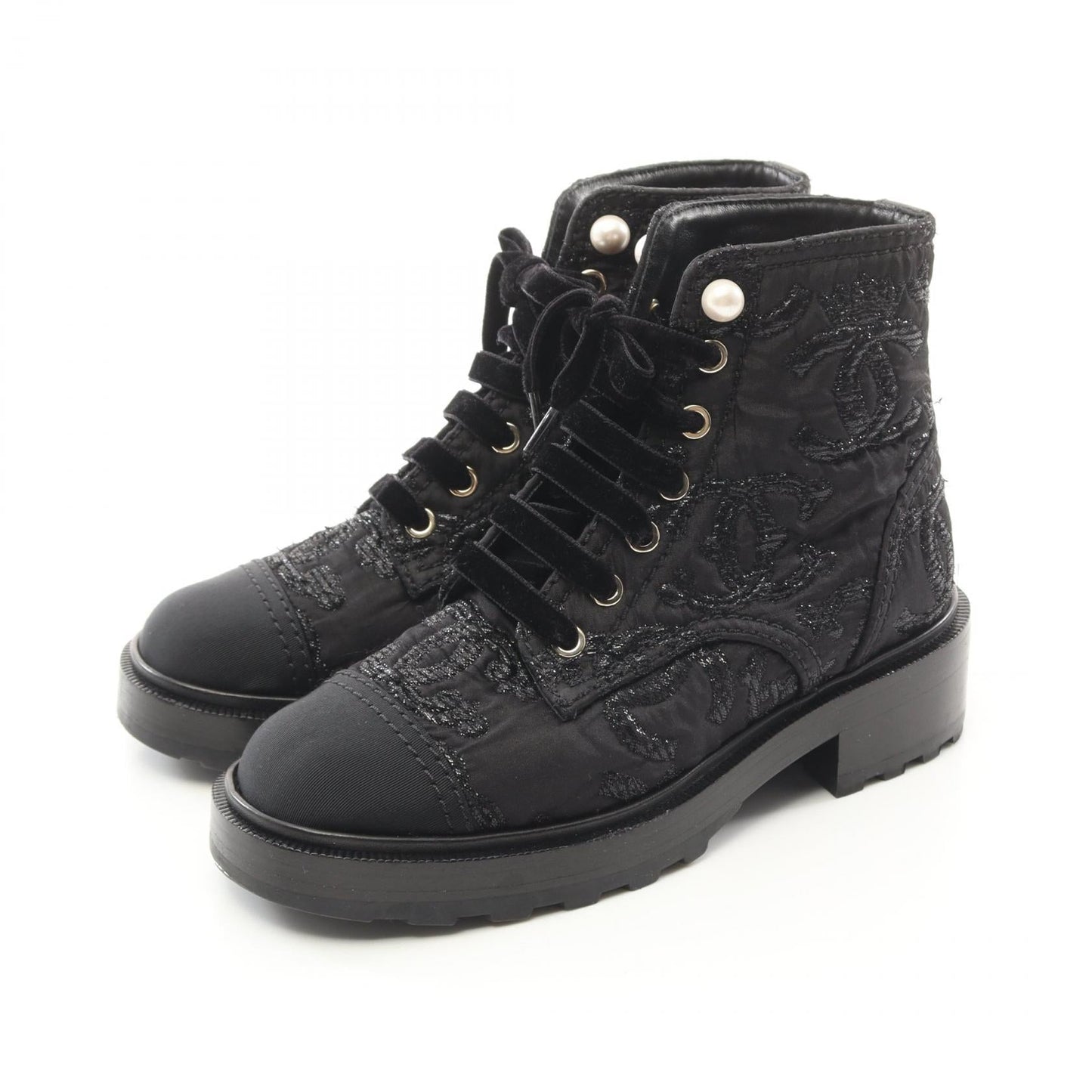 Chanel Coco Mark Fabric Boots
