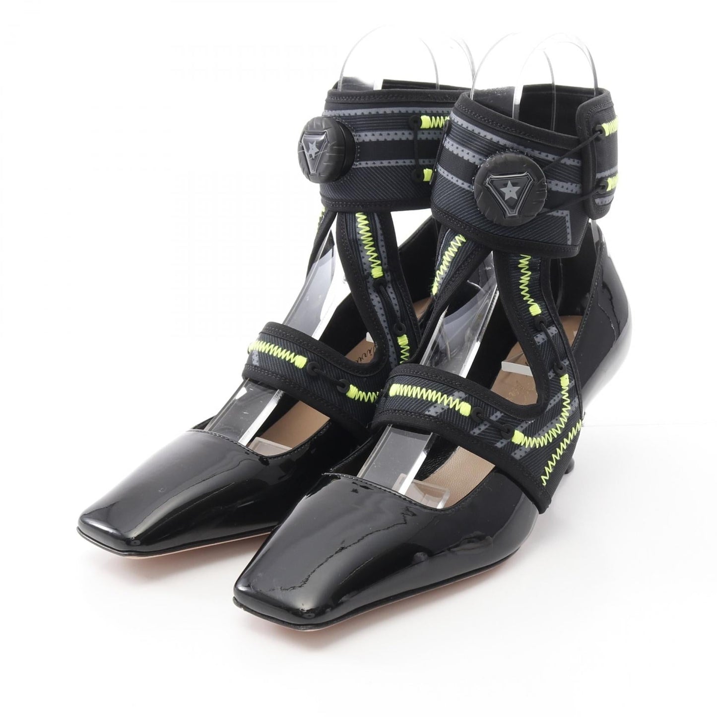 Dior Christian Dior × Roger Vivier Patent Leather Fabric Pumps