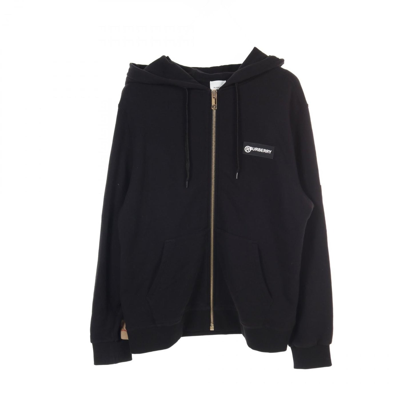 Burberry   Check Panel Cotton Hoodie