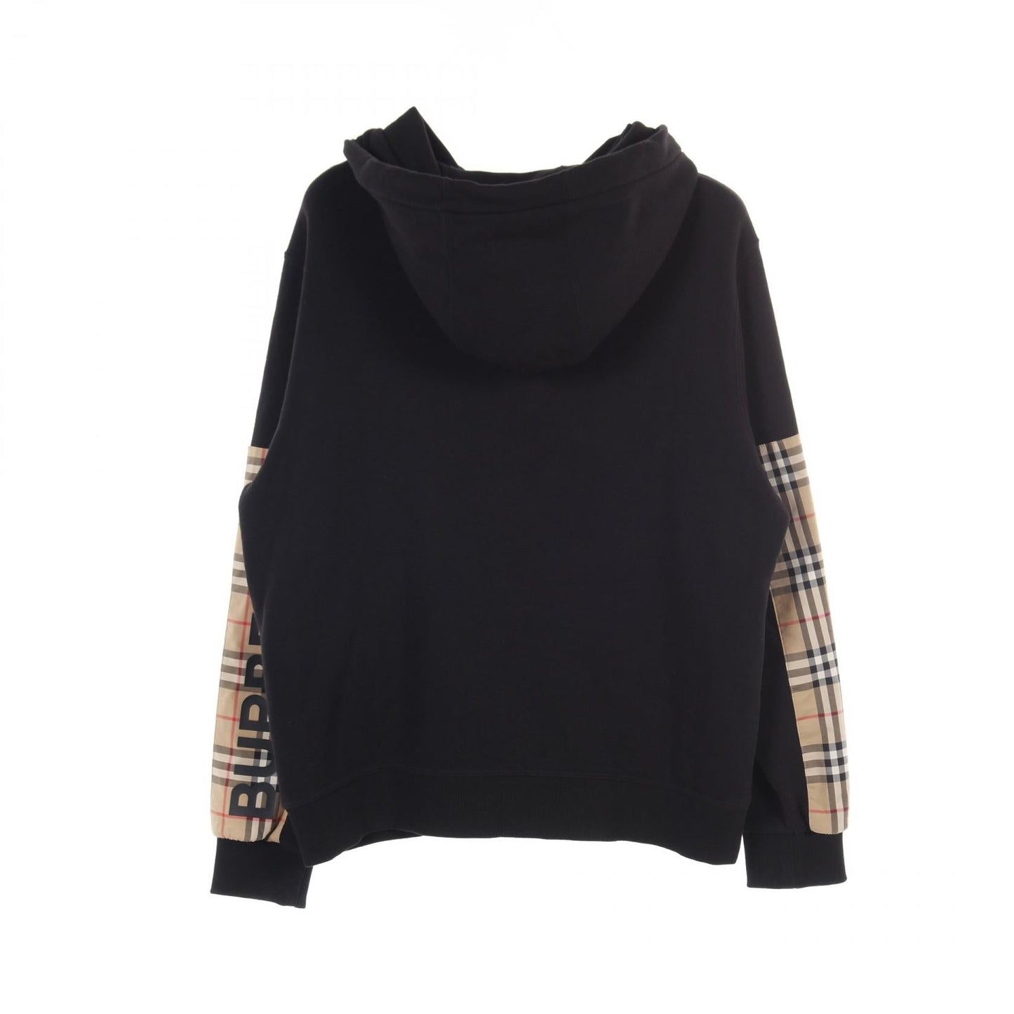Burberry   Check Panel Cotton Hoodie