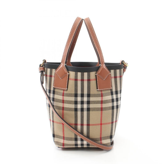 Burberry Mini London   Check Canvas Leather 2way Tote Bag
