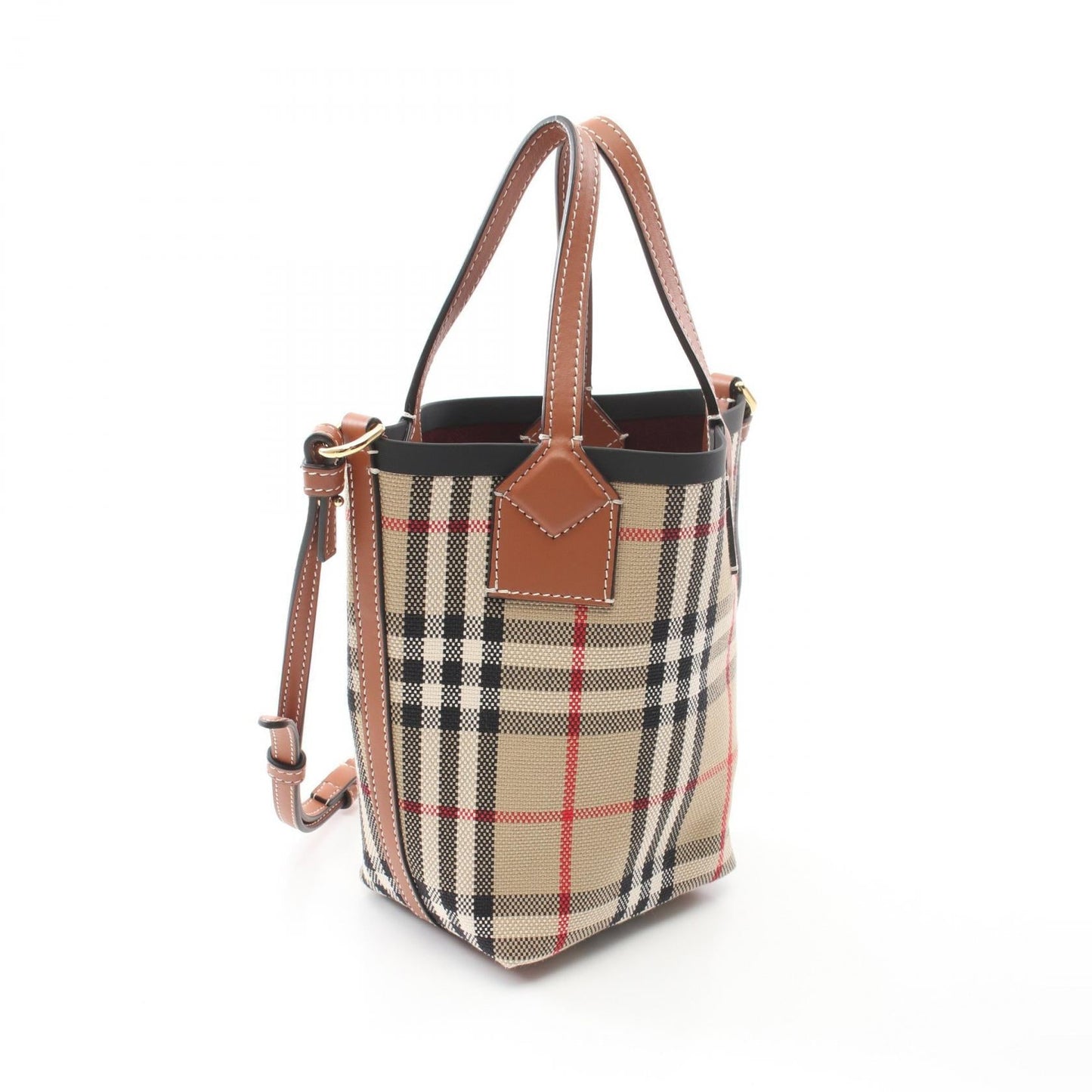 Burberry Mini London   Check Canvas Leather 2way Tote Bag