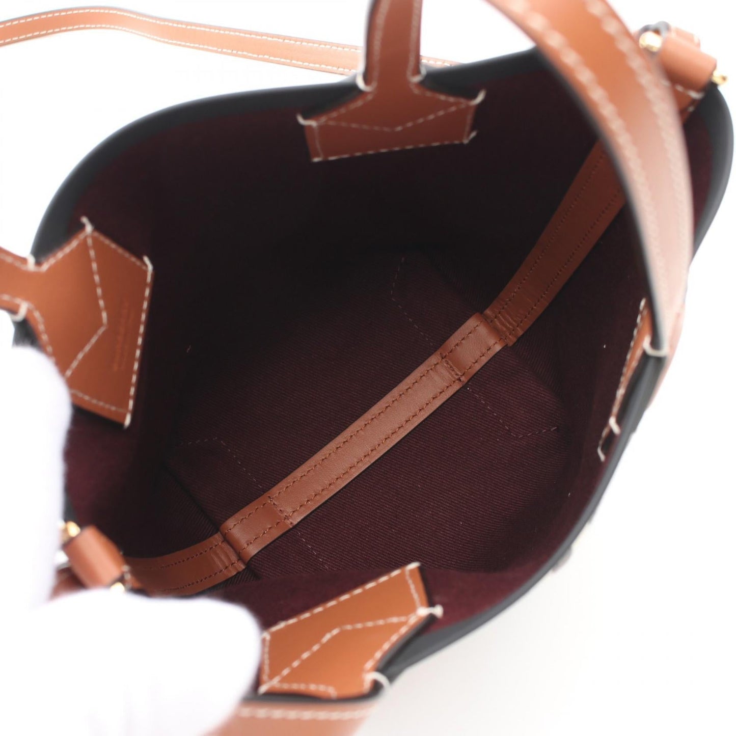 Burberry Mini London   Check Canvas Leather 2way Tote Bag