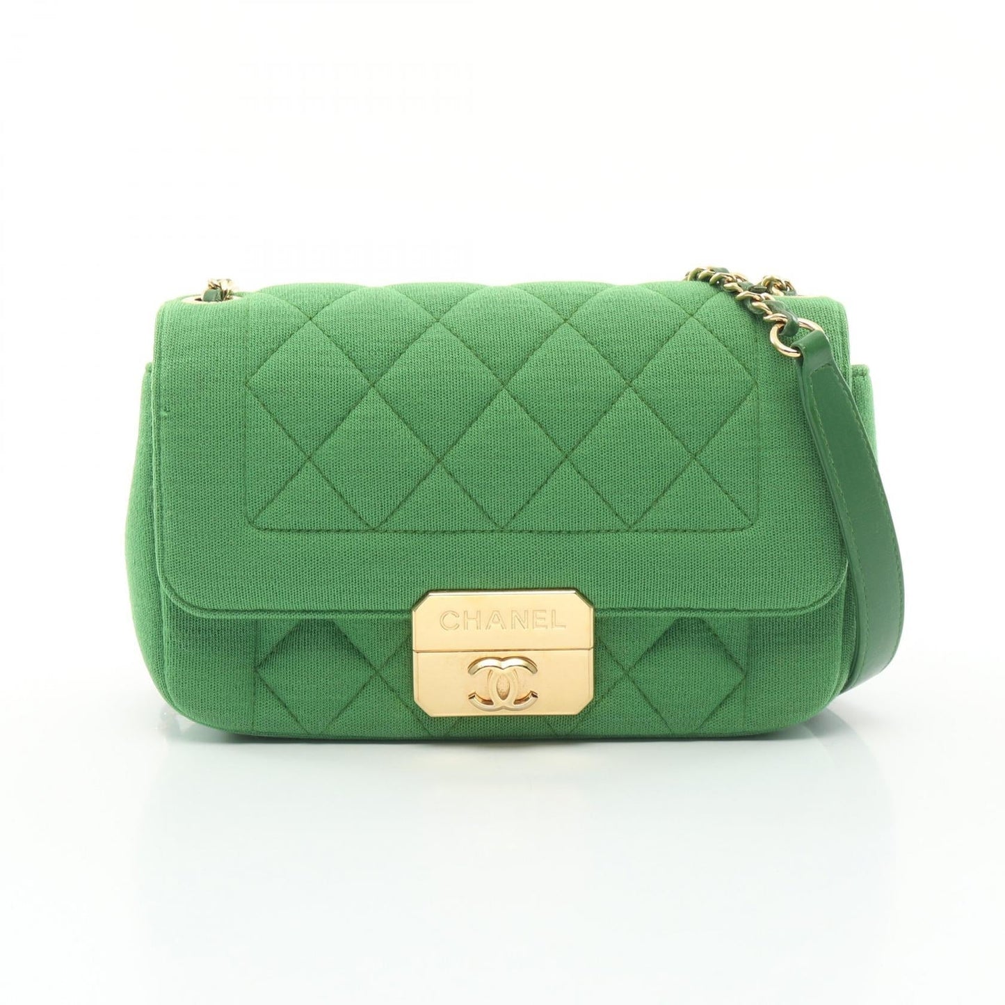 Chanel Matelasse Single Flap Leather Cotton Jersey Shoulder Bag