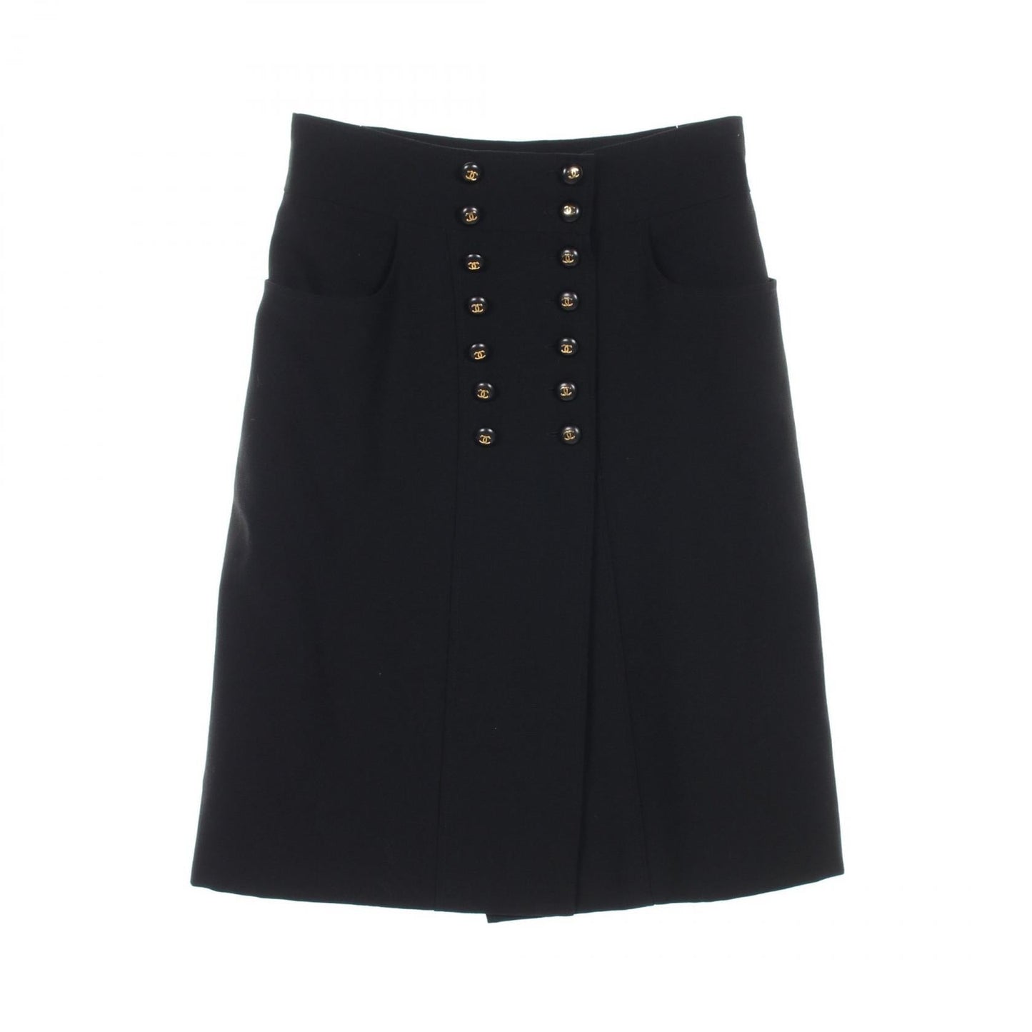 Chanel Coco Mark Button Wool Skirt