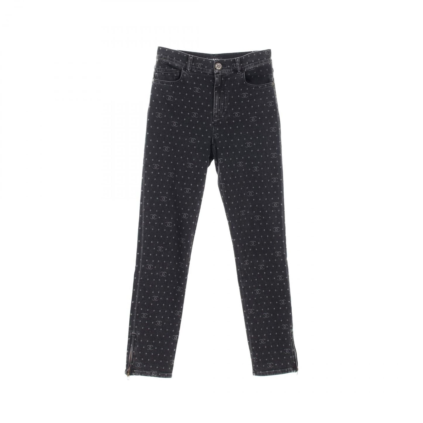 Chanel Coco Mark Dot Cotton Polyurethane Pants