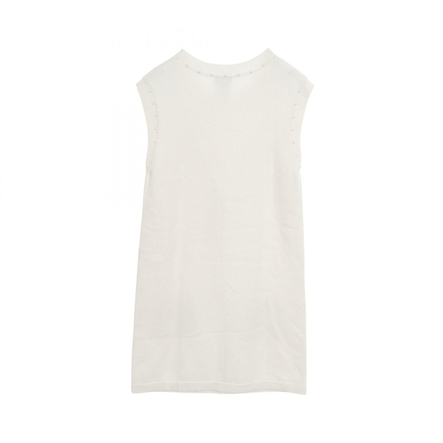 Chanel Pearl Trim Cotton Cashmere Dress