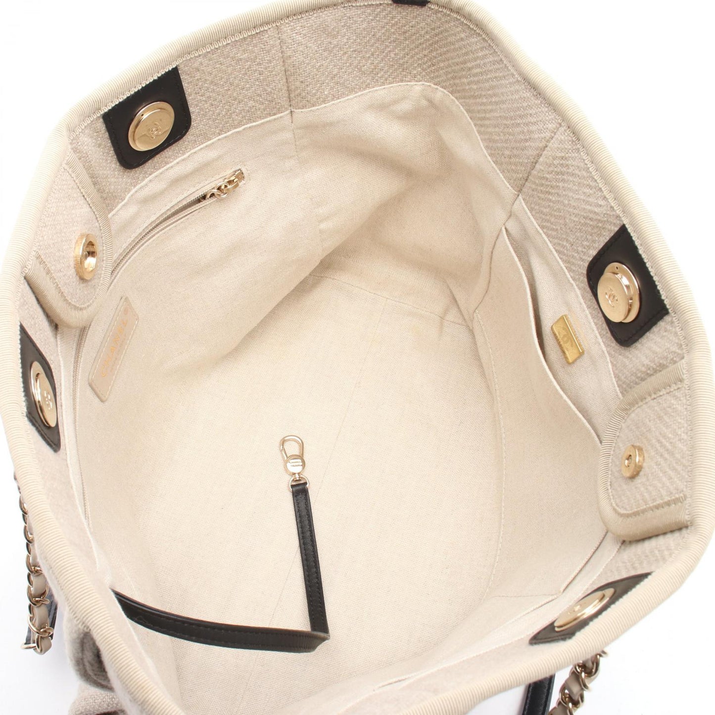 Chanel Deauville Canvas Leather Tote Bag