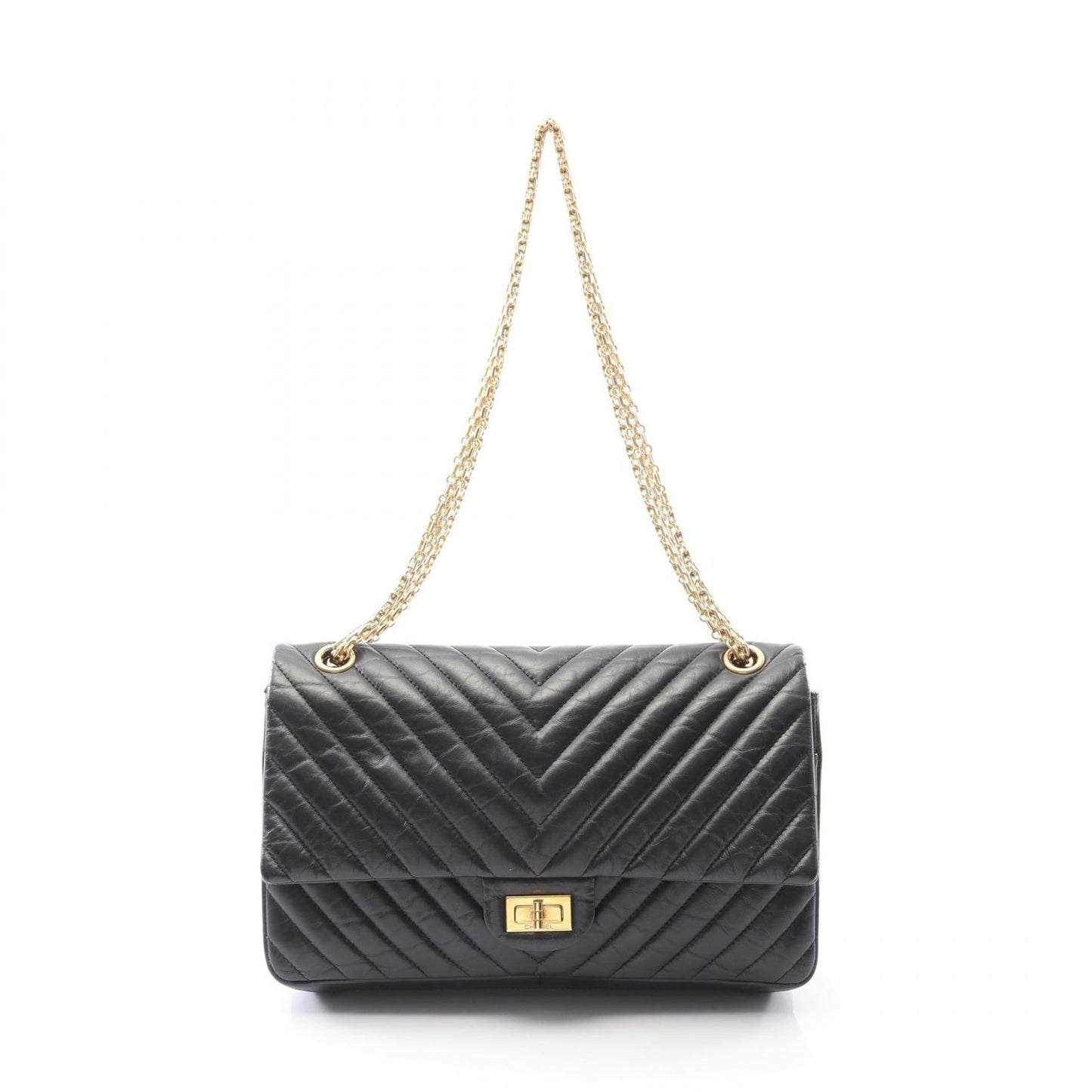 Chanel 2.55 Chevron V Stitch Lambskin Shoulder Bag