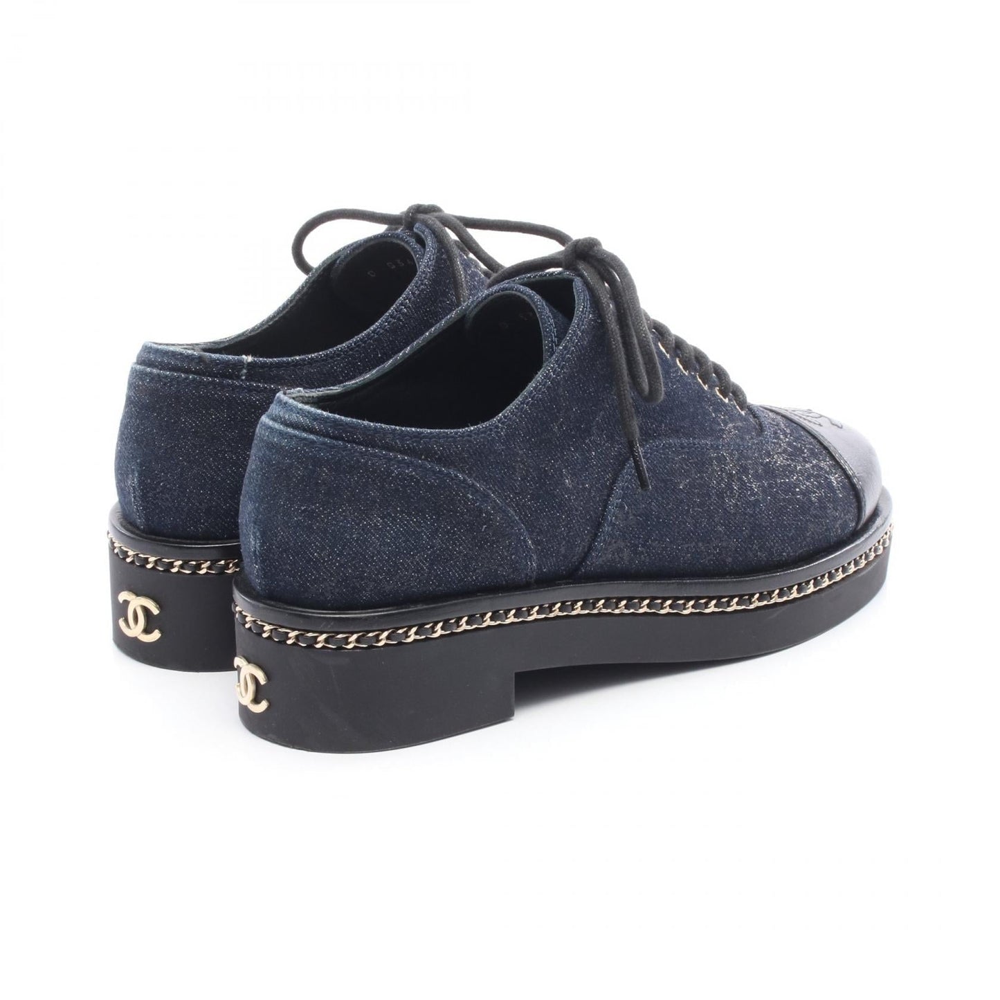 Chanel Coco Mark Denim Leather Dress Shoes