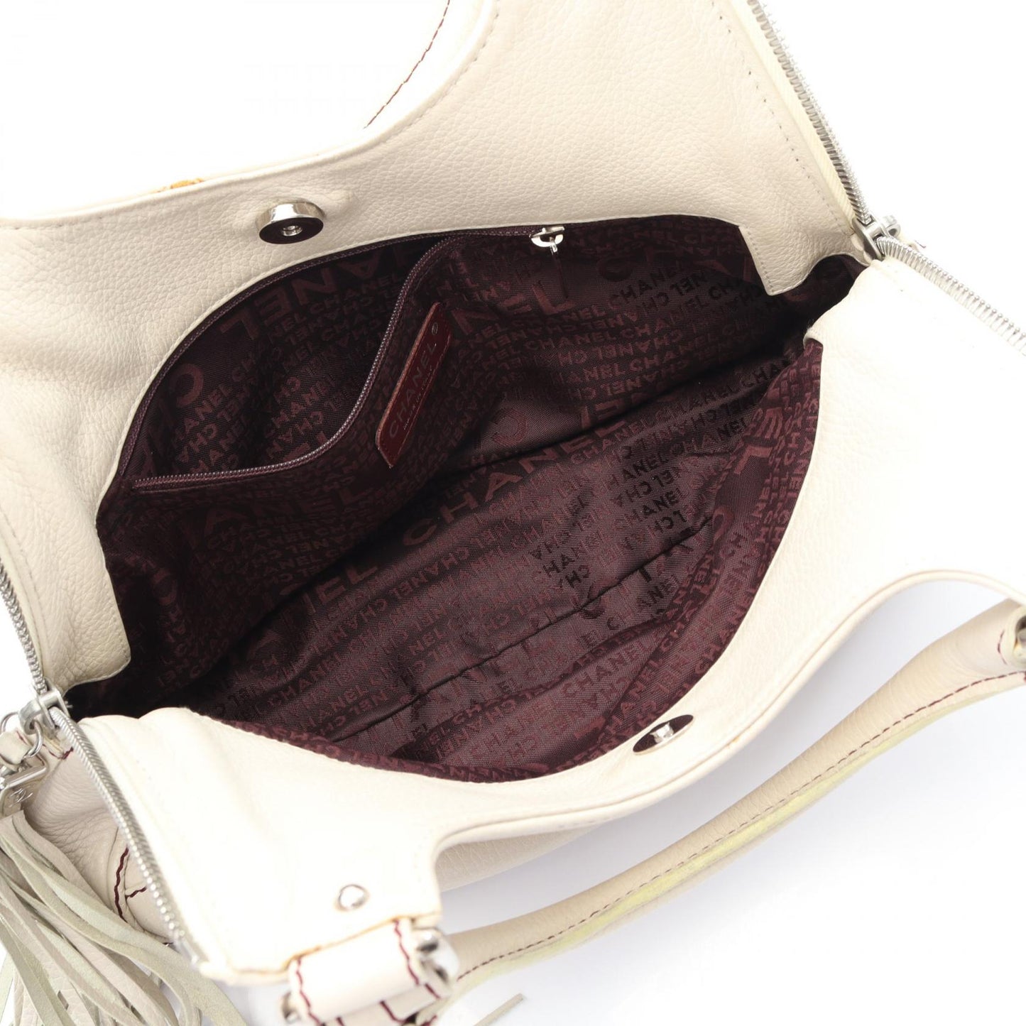 Chanel Logo Fringe Calfskin Handbag