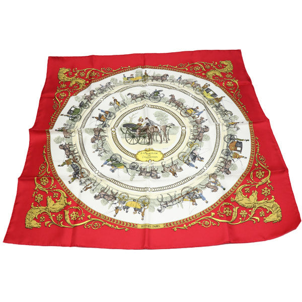HERMES scarf silk Red Carre90 promenade LA PROMENADE DE LONGCHAMPS Women  d