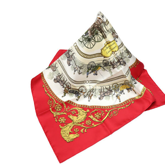 HERMES scarf silk Red Carre90 promenade LA PROMENADE DE LONGCHAMPS Women  d