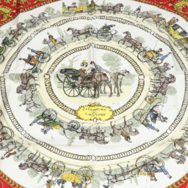 HERMES scarf silk Red Carre90 promenade LA PROMENADE DE LONGCHAMPS Women  d