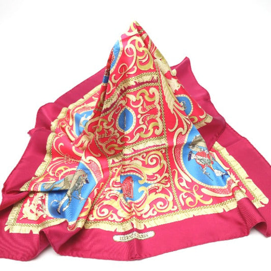 HERMES scarf silk purple Carre90 Knight carriage LA PRESENTATION Women  d