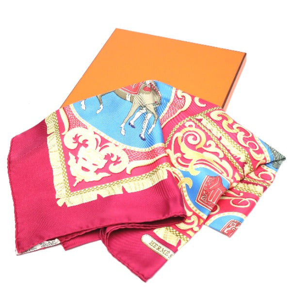 HERMES scarf silk purple Carre90 Knight carriage LA PRESENTATION Women  d