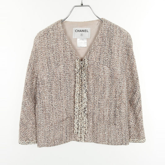 Chanel No Collar Jacket Wool Cotton Outerwear
