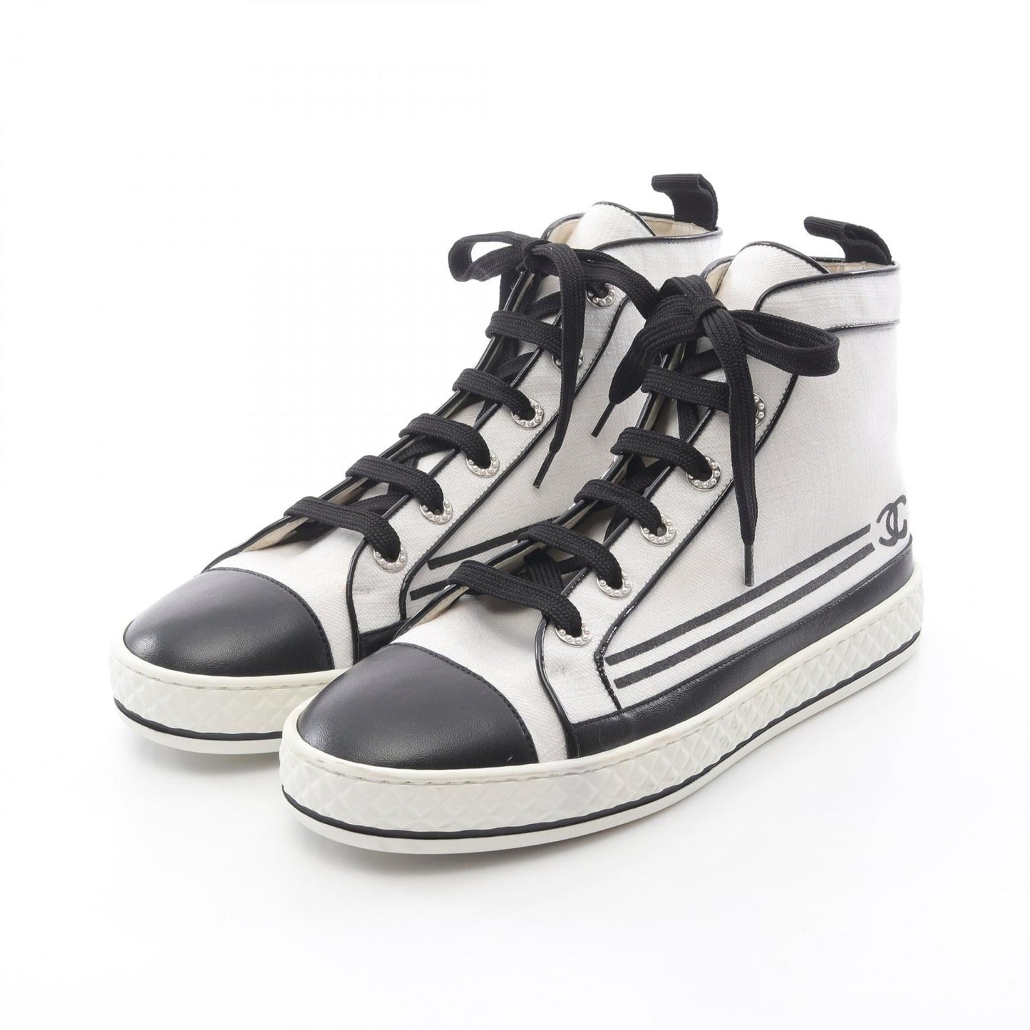 Chanel Coco Mark Canvas Leather Sneakers