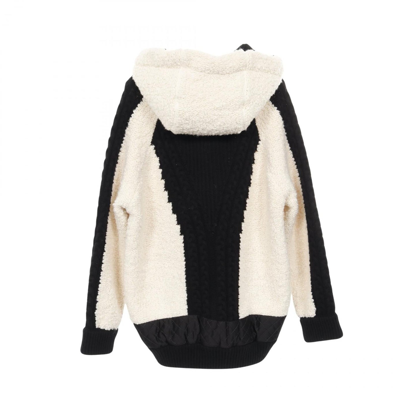 Chanel Coco Mark Zipper Matelassé Quilting Wool Cashmere Knit Outerwear