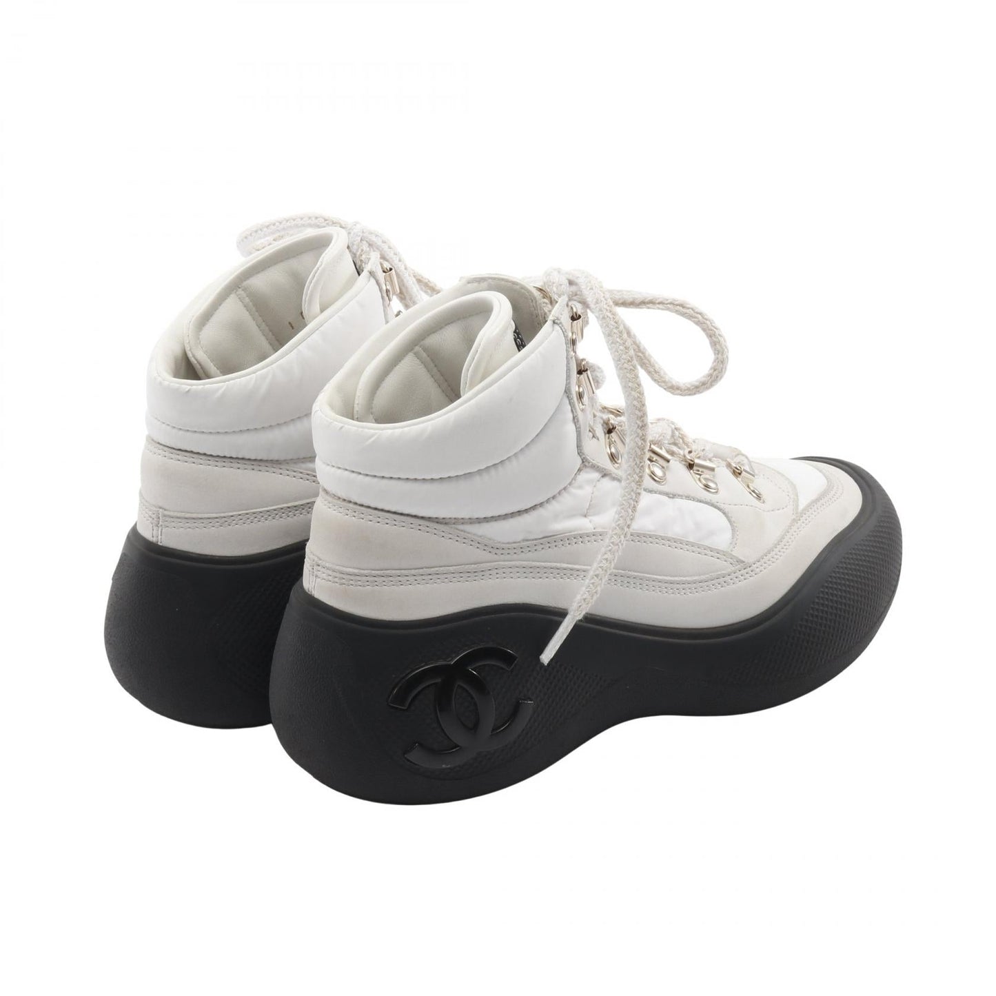 Chanel Coco Mark Leather Fabric Sneakers