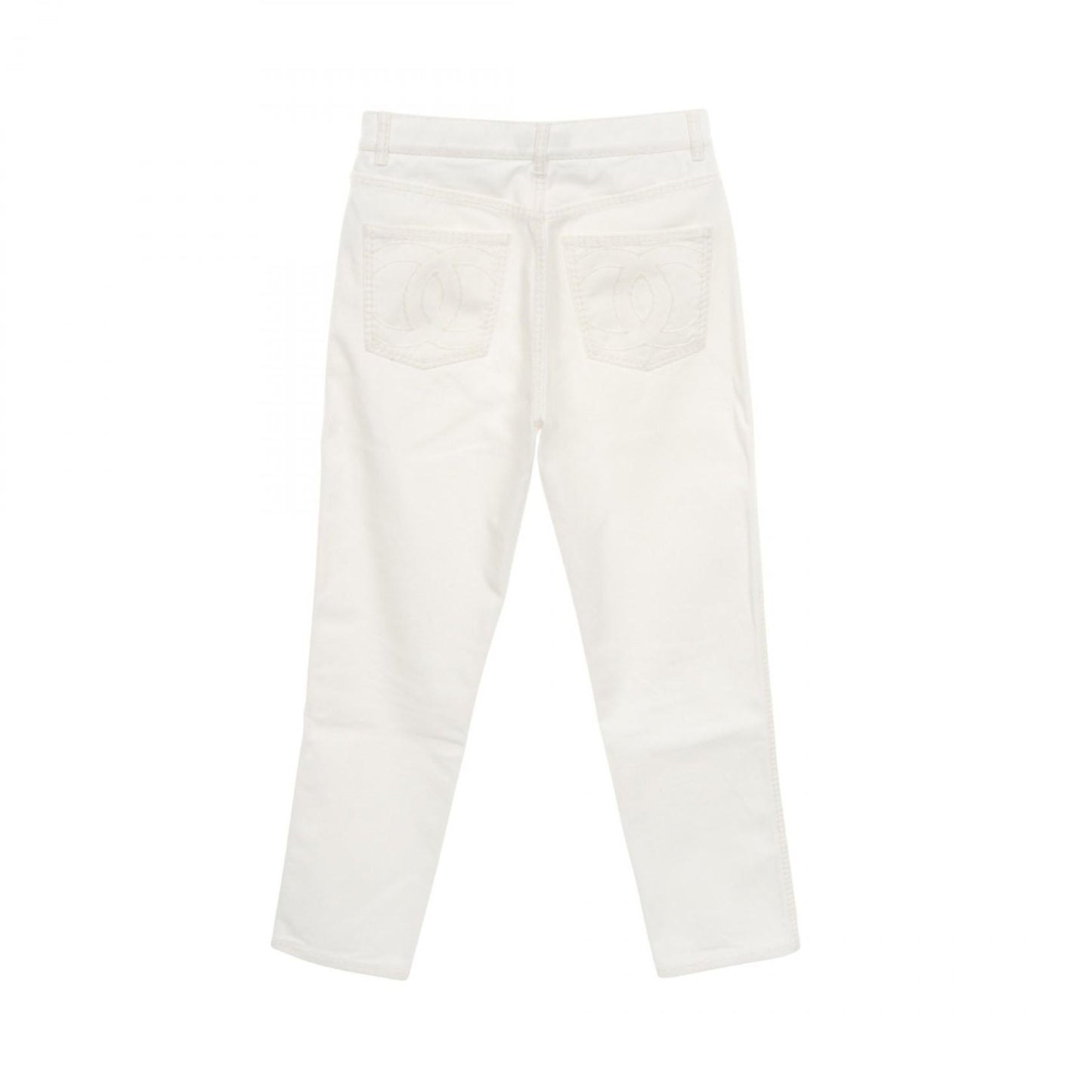 Chanel Coco Mark Button Cotton Denim Pants