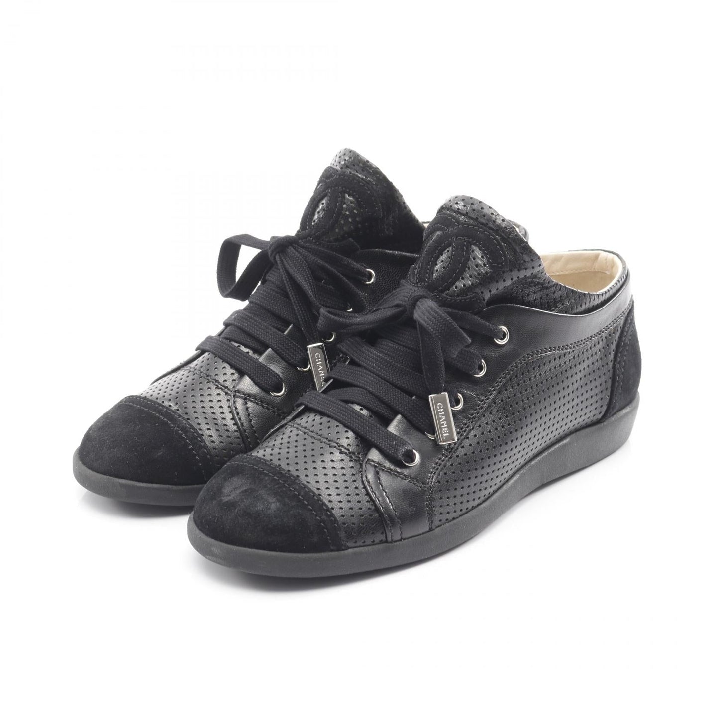 Chanel Coco Mark Leather Suede Sneakers