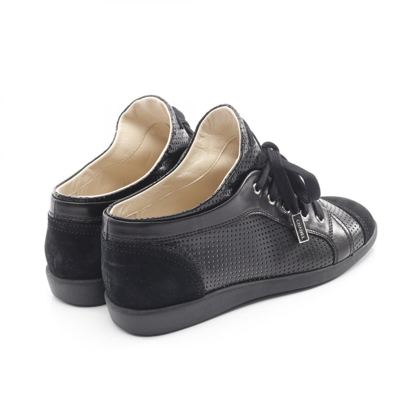Chanel Coco Mark Leather Suede Sneakers