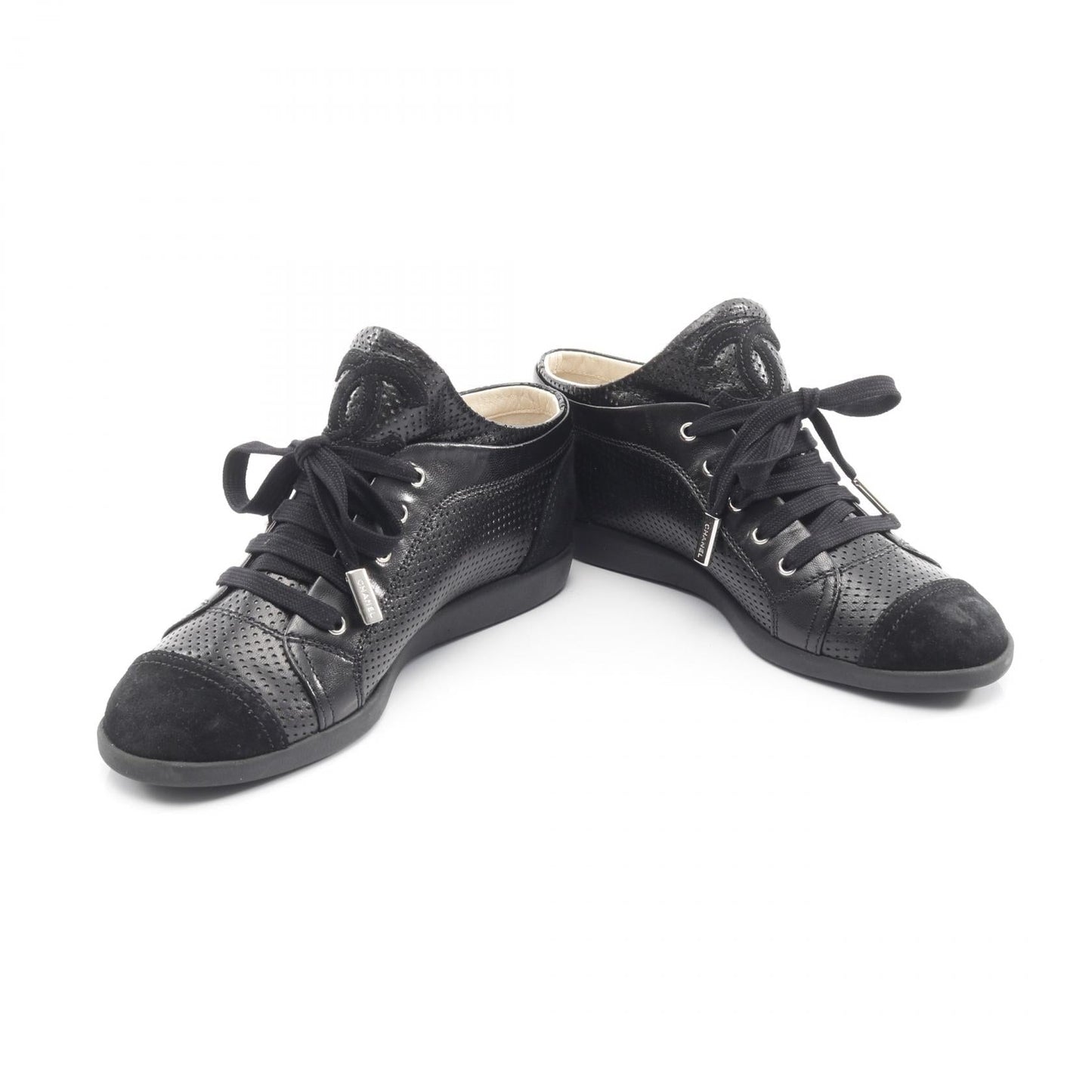 Chanel Coco Mark Leather Suede Sneakers