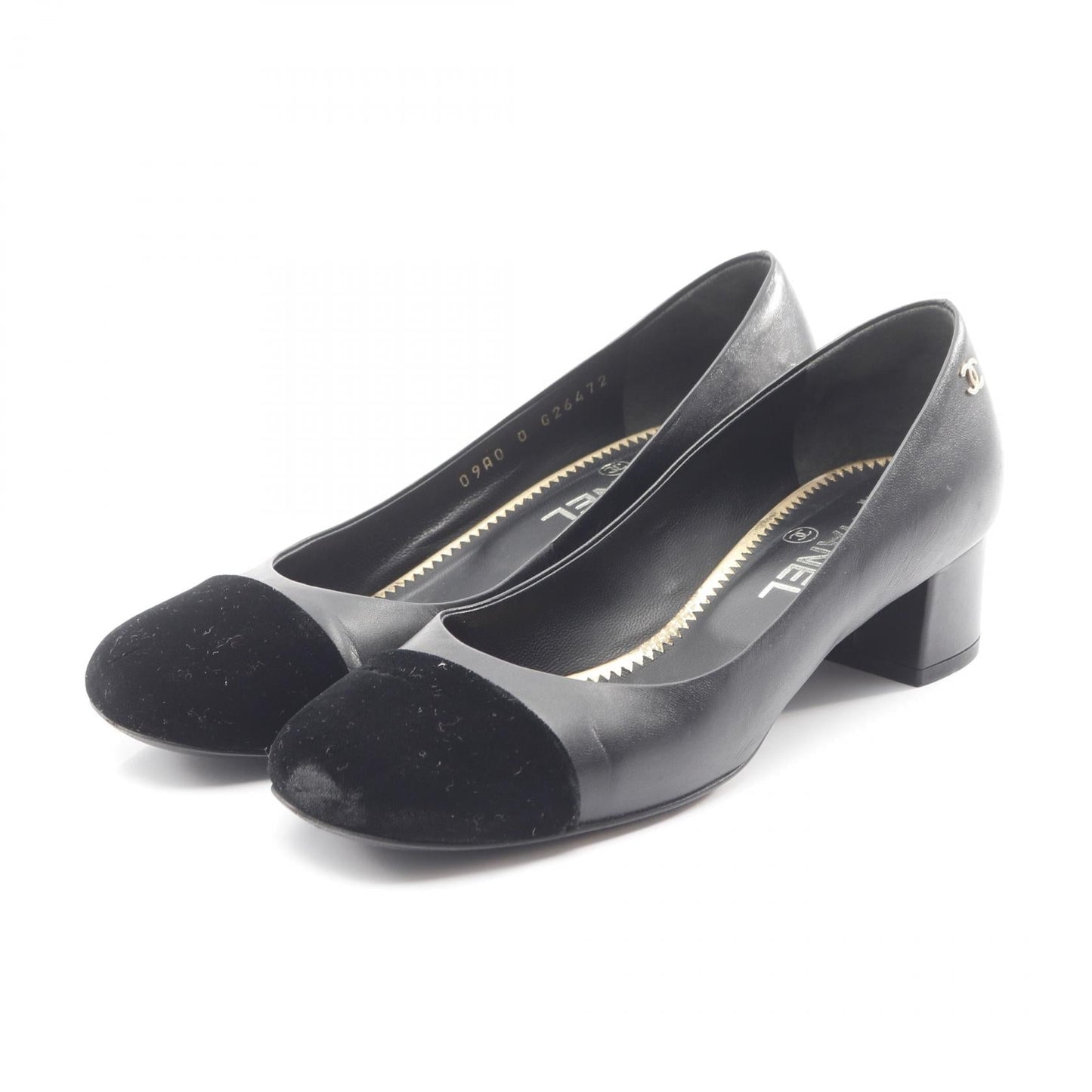 Chanel Coco Mark Leather Fabric Pumps