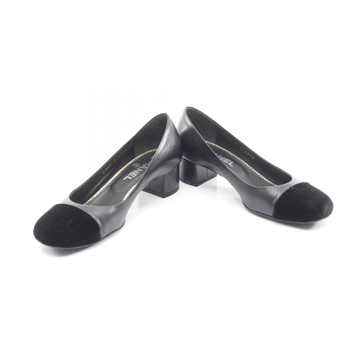 Chanel Coco Mark Leather Fabric Pumps