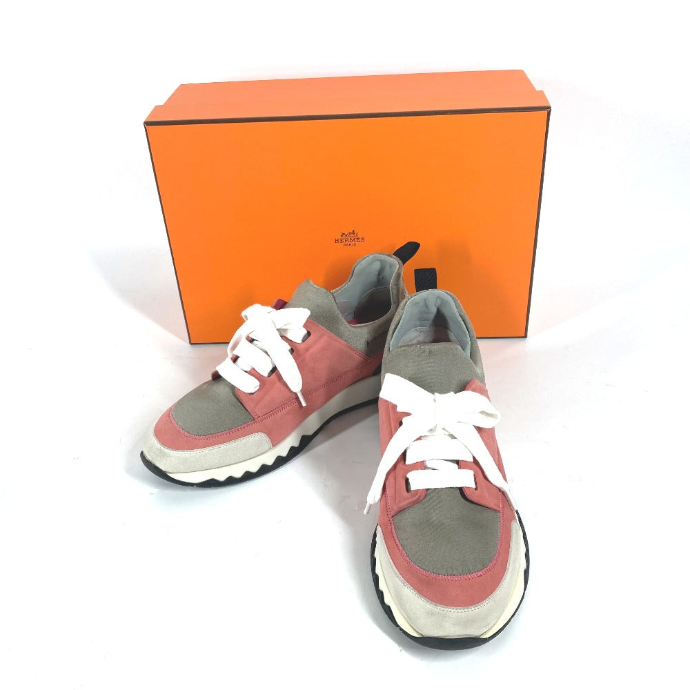 HERMES sneakers suede pink Stadium Women 35.5  d