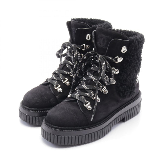 Chanel Matelasse Suede Shearling Boots