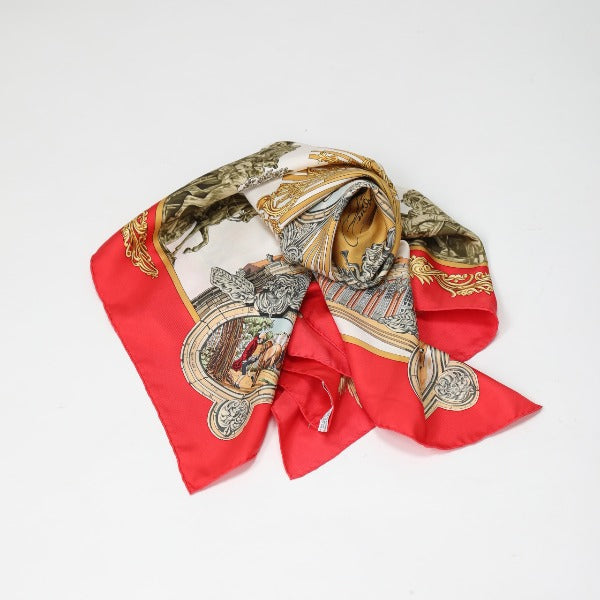 HERMES scarf ƒJƒŒ90 silk Red FREDERIC-…  Carre90 Women  d