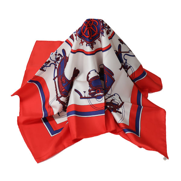 HERMES scarf silk Red Carre90 scarf Carriage Women  d