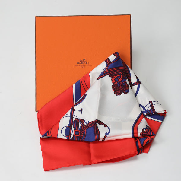 HERMES scarf silk Red Carre90 scarf Carriage Women  d