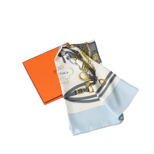 HERMES scarf silk light blue scarf Carre90 silk Women  d
