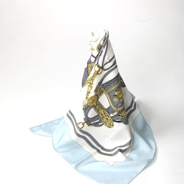 HERMES scarf silk light blue scarf Carre90 silk Women  d