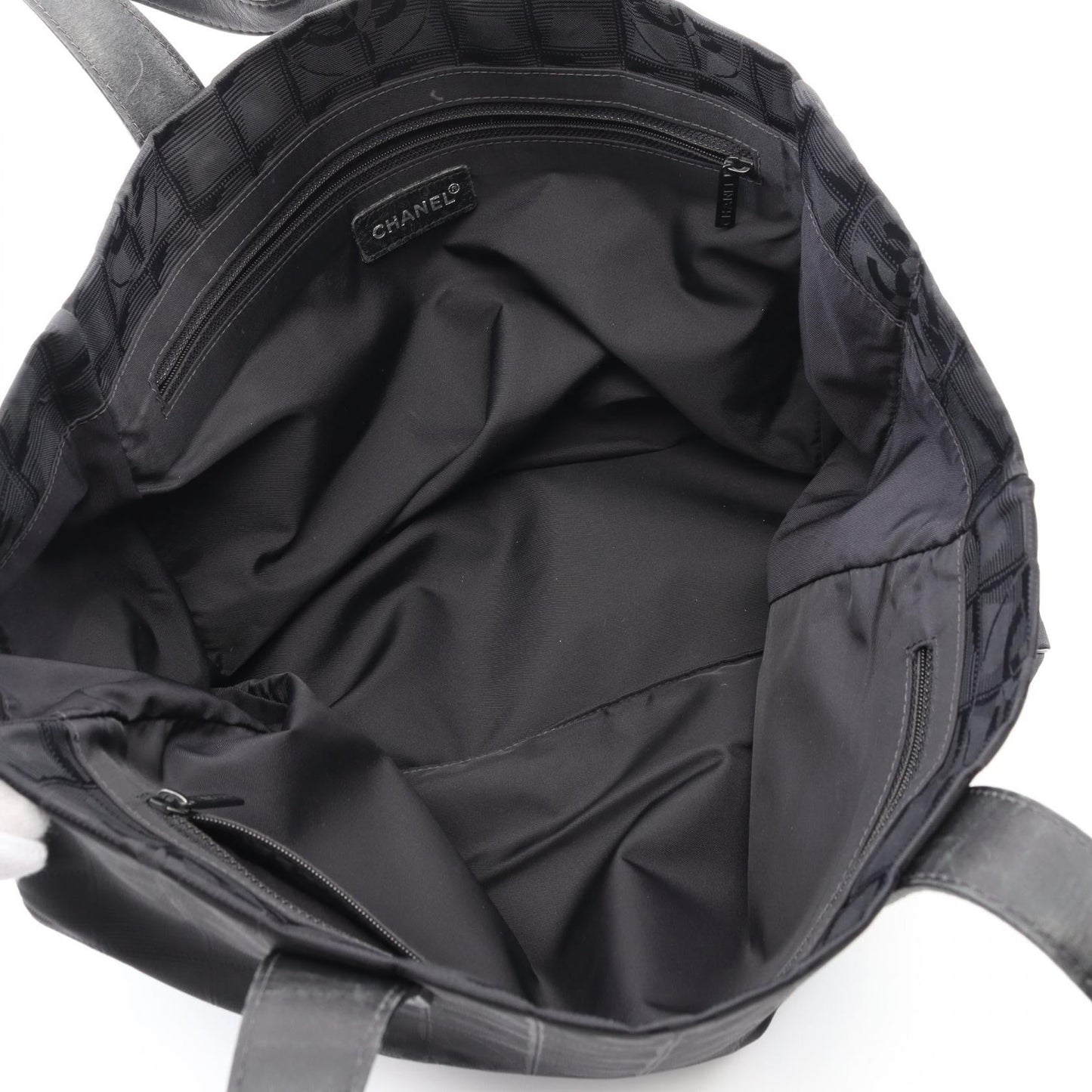 Chanel New Travel Line Leather Nylon Canvas Tote Bag