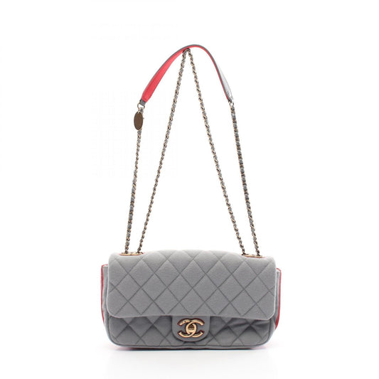 Chanel Matelassé Leather Canvas Felt Shoulder Bag