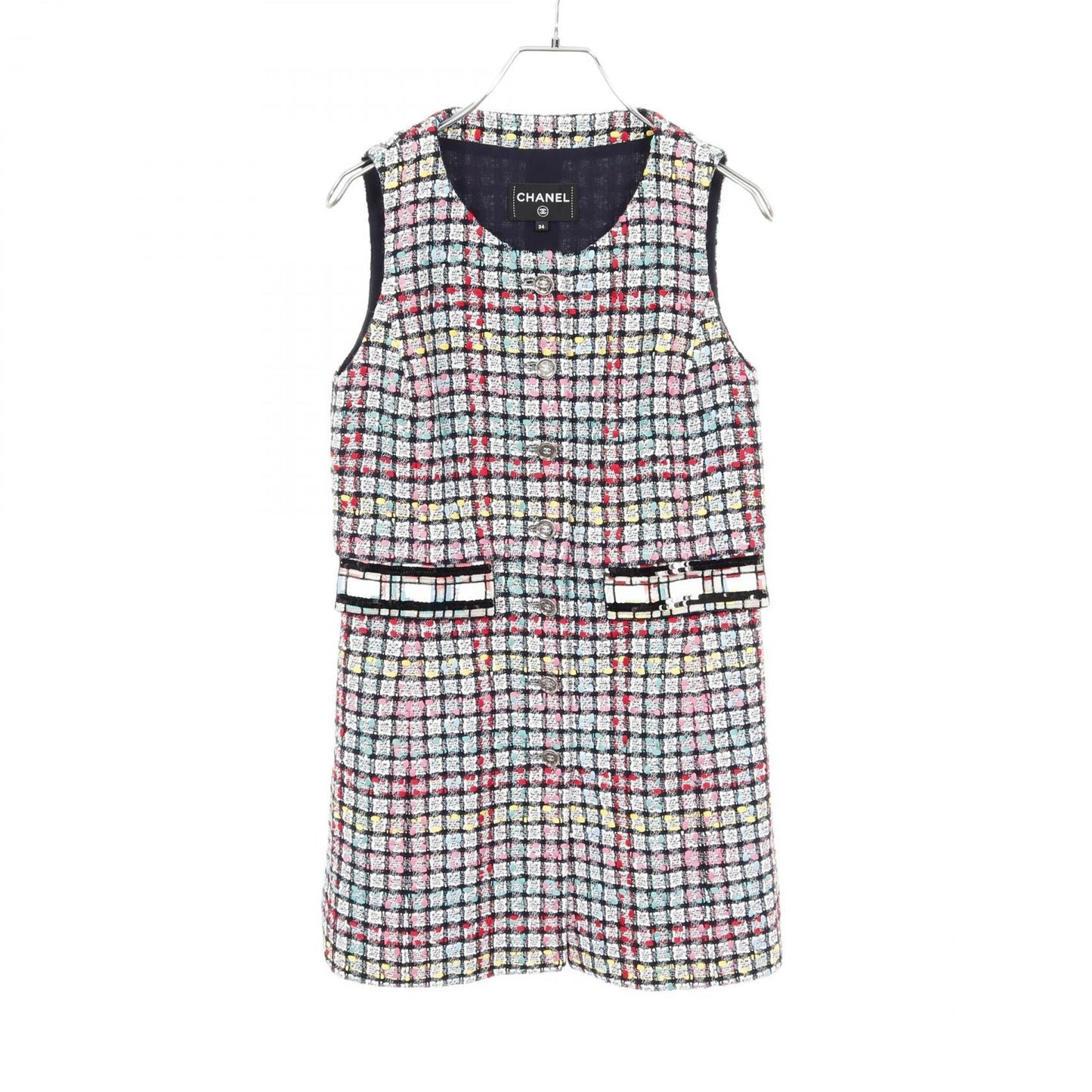 Chanel Coco Mark Button Cotton Nylon Long Gilet