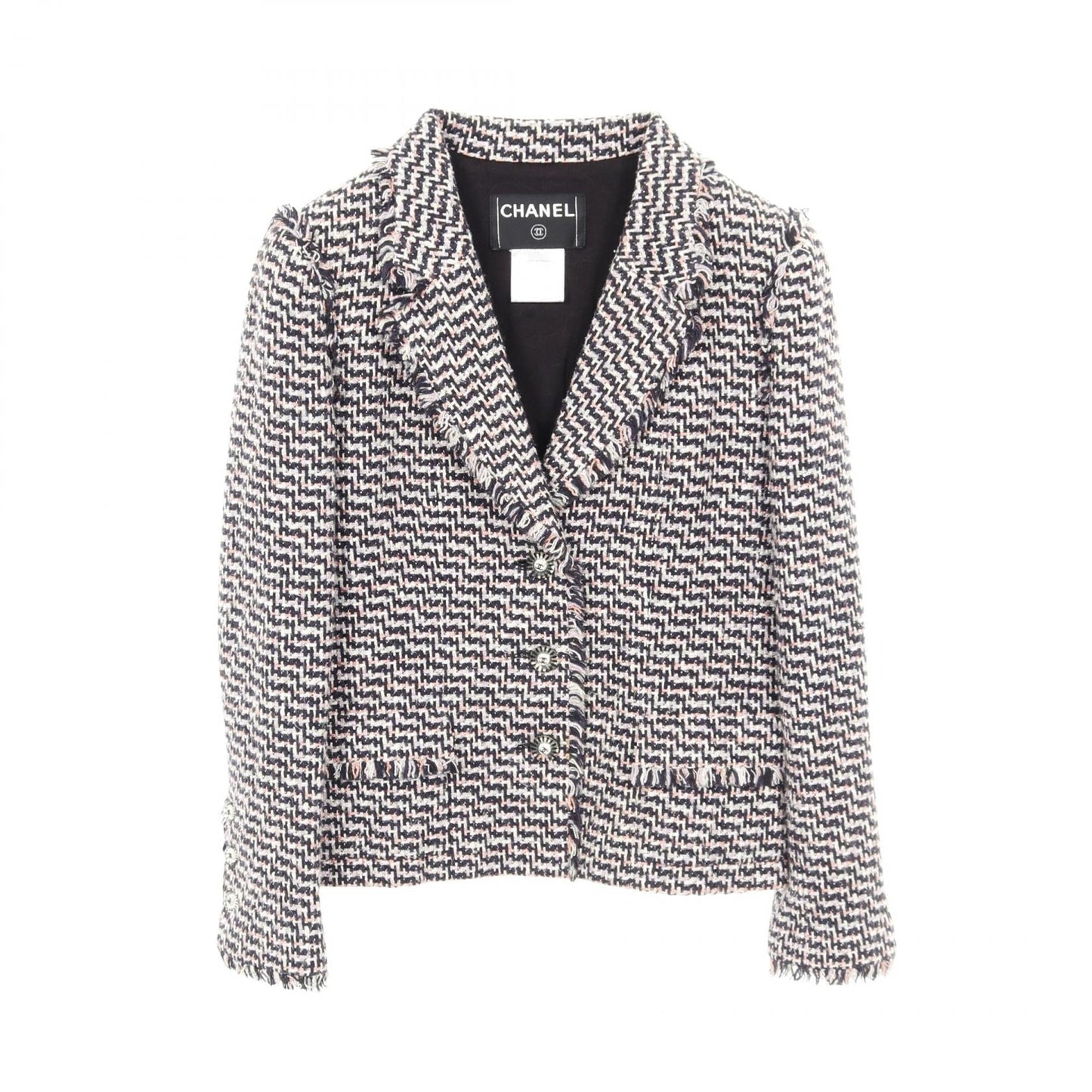 Chanel Coco Mark Button Silk Cotton Rayon Tweed Outerwear